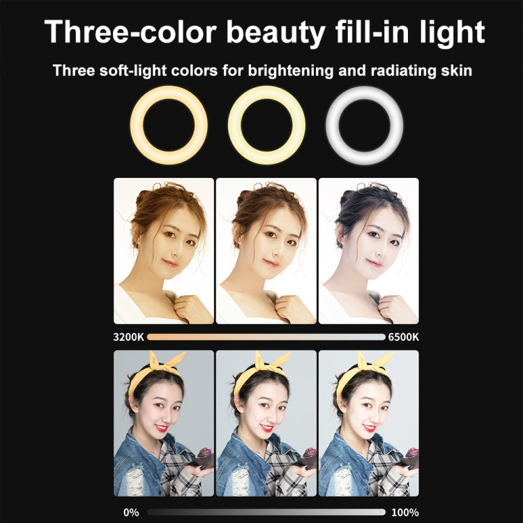 YRing48 Luce di riempimento dell'anello di bellezza dal vivo per videoconferenza con videocamera per laptop da 4 pollici e 48 LED, Clip Set, Clip with Tripod