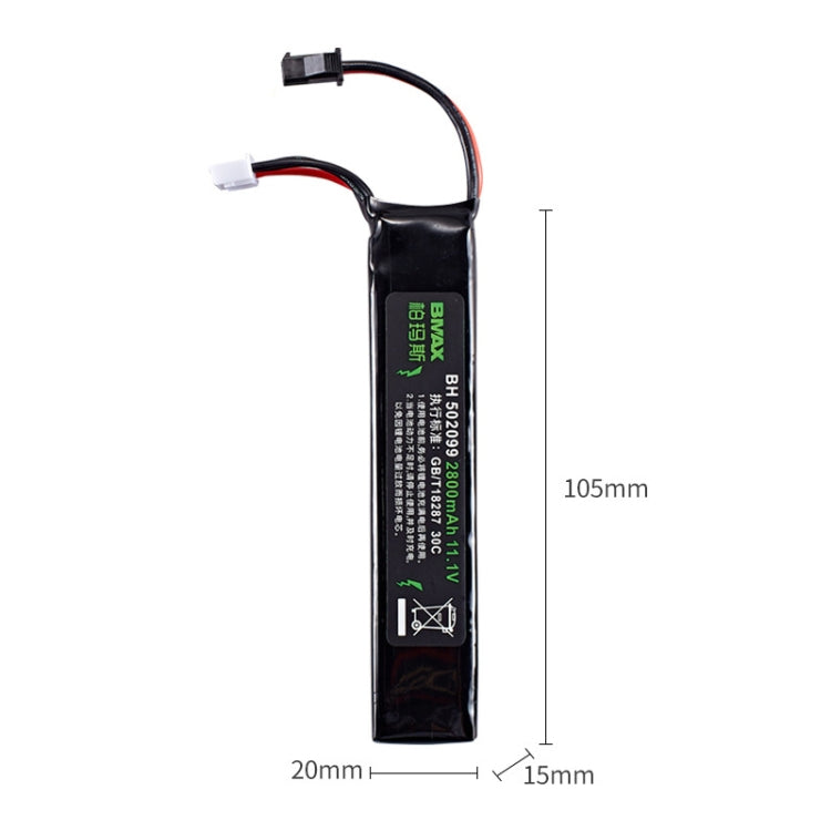 Batteria ricaricabile agli ioni di litio BMAX 11,1 V ad alta velocità 30 C con scarico per marmo ad acqua, SM, Green Shell Small Tamiya, XT30