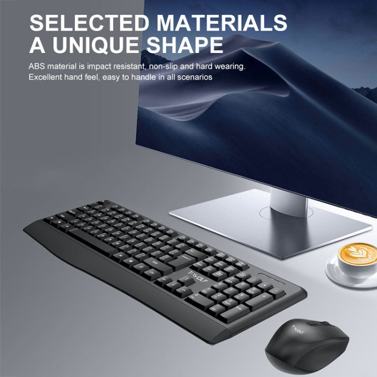 Set tastiera e mouse wireless per laptop da ufficio T-WOLF TF-100 2.4G Bluetooth, TF-100(Black)