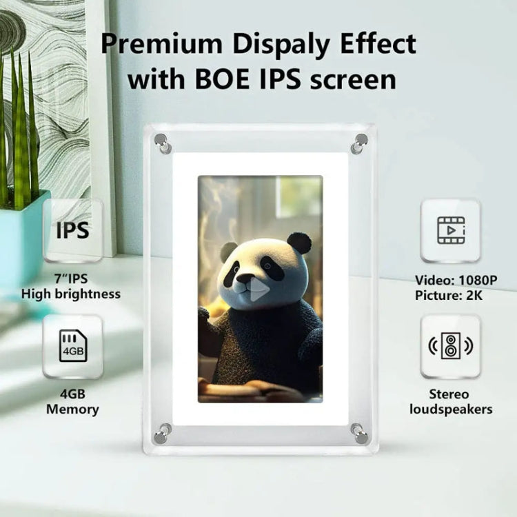 Ornamento per lettore video Smart Motion da tavolo con cornice per foto digitale HD in acrilico da 7 pollici, 7 Inch (US Plug), 7 Inch (EU Plug), 7 Inch (UK Plug)