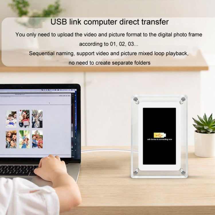 Ornamento per lettore video Smart Motion da tavolo con cornice per foto digitale HD in acrilico da 7 pollici, 7 Inch (US Plug), 7 Inch (EU Plug), 7 Inch (UK Plug)