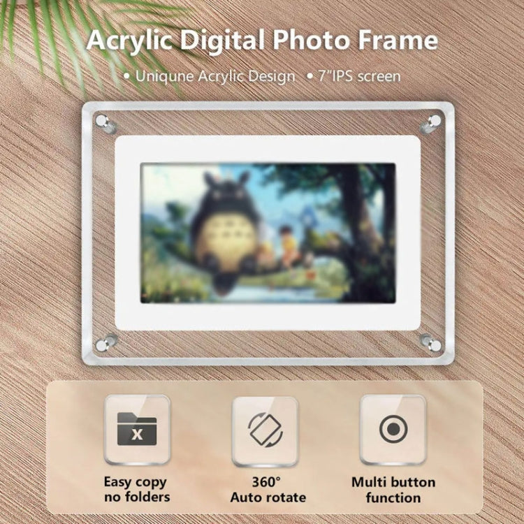 Ornamento per lettore video Smart Motion da tavolo con cornice per foto digitale HD in acrilico da 7 pollici, 7 Inch (US Plug), 7 Inch (EU Plug), 7 Inch (UK Plug)