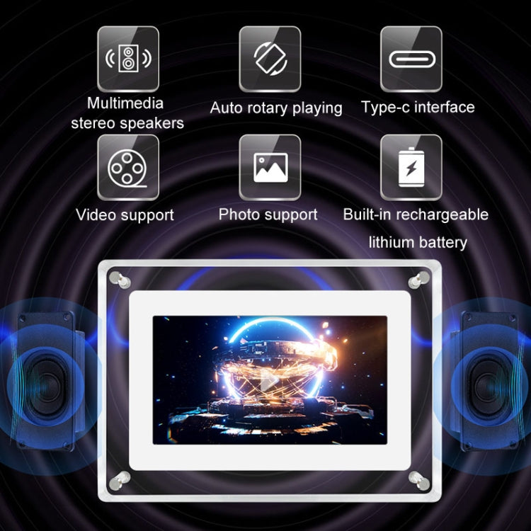 Ornamento per lettore video Smart Motion da tavolo con cornice per foto digitale HD in acrilico da 7 pollici, 7 Inch (US Plug), 7 Inch (EU Plug), 7 Inch (UK Plug)