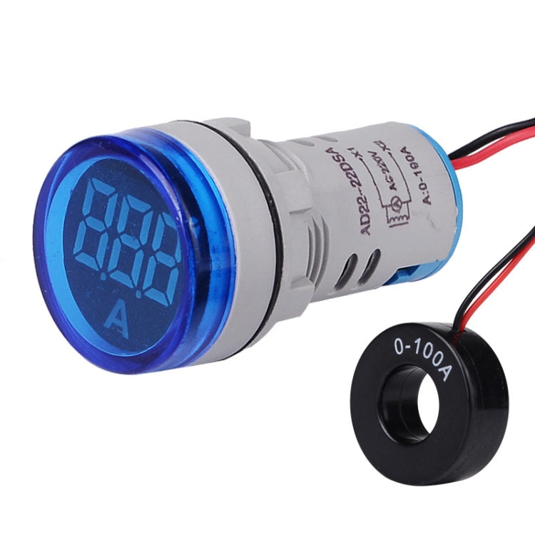 SINOTIMER ST16A Rotondo 22mm LED Segnale luminoso digitale 220V AC Amperometro 0-100A Indicatore luminoso di corrente AC, ST16A