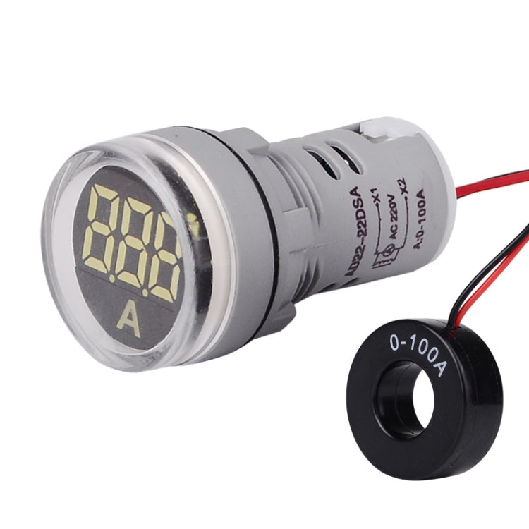 SINOTIMER ST16A Rotondo 22mm LED Segnale luminoso digitale 220V AC Amperometro 0-100A Indicatore luminoso di corrente AC, ST16A