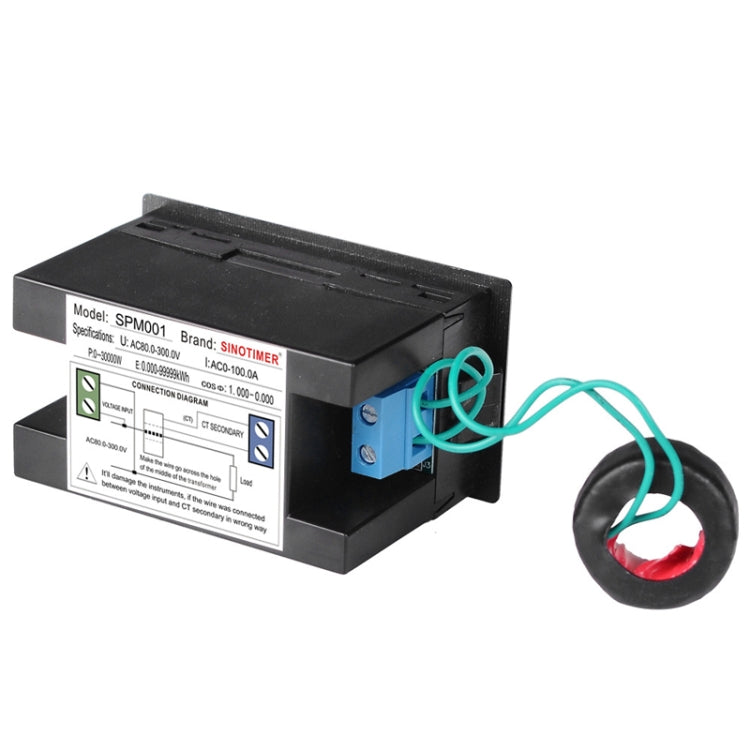 SINOTIMER SPM001 AC LED Voltmetro digitale Misuratore di fattori di frequenza Monitor di potenza, AC80-300V 100A, AC200-450V 100A