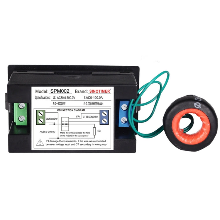 SINOTIMER SPM002 Monitor di potenza digitale AC per misuratore di tensione e corrente a cristalli liquidi, AC80-300V 100A, AC200-450V 100A