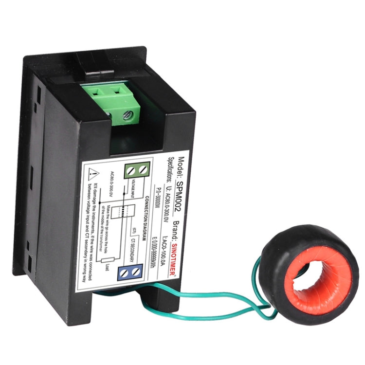 SINOTIMER SPM002 Monitor di potenza digitale AC per misuratore di tensione e corrente a cristalli liquidi, AC80-300V 100A, AC200-450V 100A