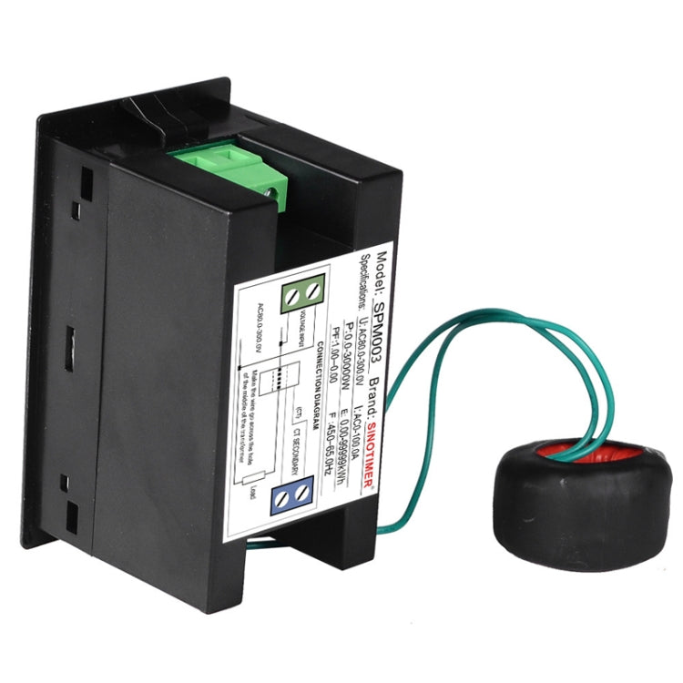 SINOTIMER SPM003 AC LED Voltmetro digitale Misuratore di fattori di frequenza Monitor di potenza, AC80-300V 100A, AC200-450V 100A