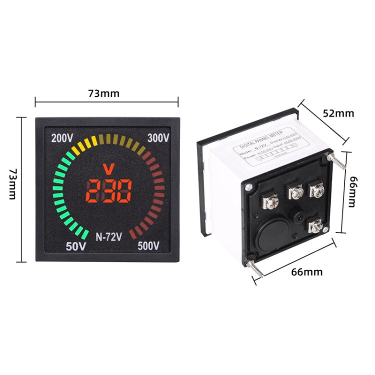 Voltmetro con display digitale a LED per giradischi quadrato SINOTIMER N-72V CA, N-72V
