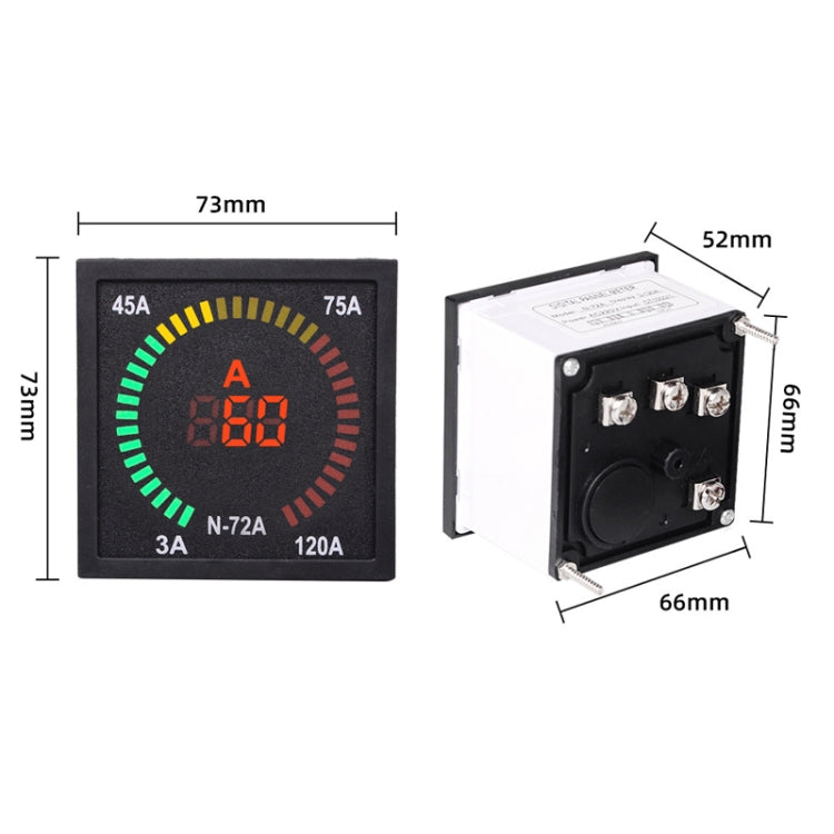 SINOTIMER N-72A Indicatore del segnale di corrente CA Amperometro digitale a LED per giradischi quadrato, N-72A