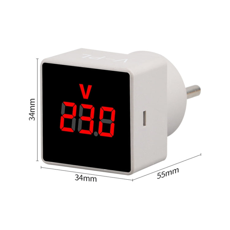 SINOTIMER V-PL Spina UE voltmetro CA digitale con inserto quadrato per uso domestico, V-PL EU Plug