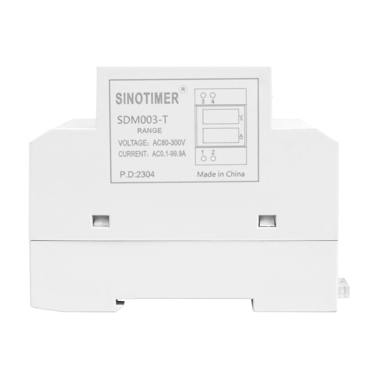 SINOTIMER SDM003-T Misuratore di tensione e corrente a doppio display per uso domestico monofase su guida DIN a 3 cifre, SDM003-T