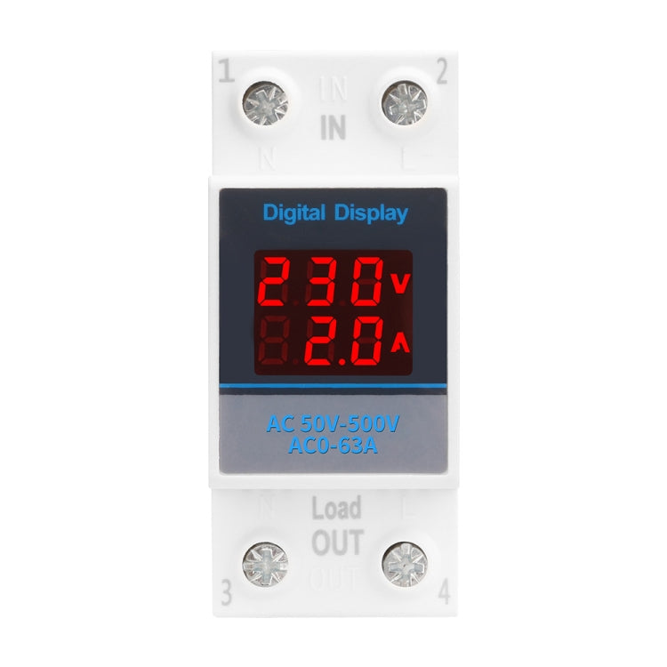 SINOTIMER SDM002 Misuratore di tensione e corrente a doppio display CA monofase su guida DIN per uso domestico, 63A Build-In Intestinal Sensor, 100A External Intestinal Sensor