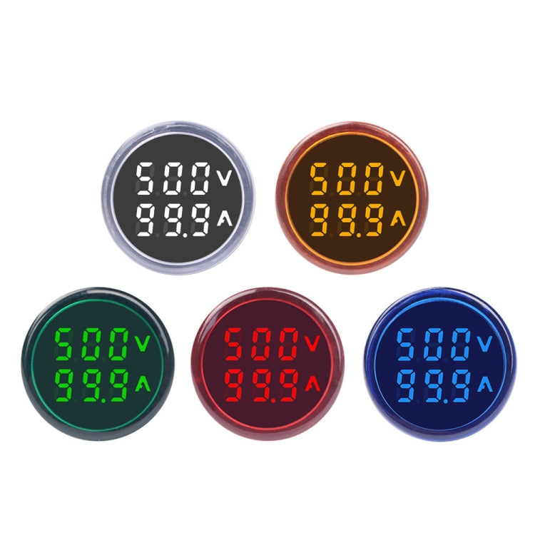 SINOTIMER ST16VA Display digitale a LED rotondo da 22 mm Indicatore di corrente di tensione CA AC 60-500 V 0-100 A, ST16VA