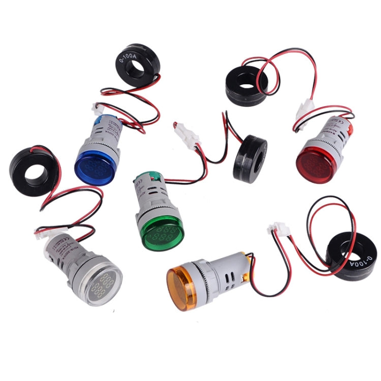 SINOTIMER ST16VA Display digitale a LED rotondo da 22 mm Indicatore di corrente di tensione CA AC 60-500 V 0-100 A, ST16VA