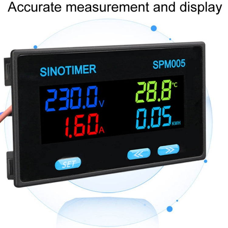 SINOTIMER SPM005 Misuratore di monitoraggio multifunzionale per tensione corrente corrente elettrica display digitale CA, 20A, 100A, 200A