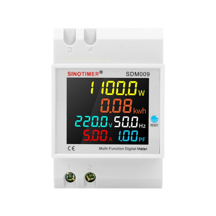 SINOTIMER SDM009 Misuratore multifunzionale di elettricità con fattore di potenza corrente monofase su guida Din, AC40-300V Built-In, AC40-300V External, AC250-450V Built-In, AC250-450V External