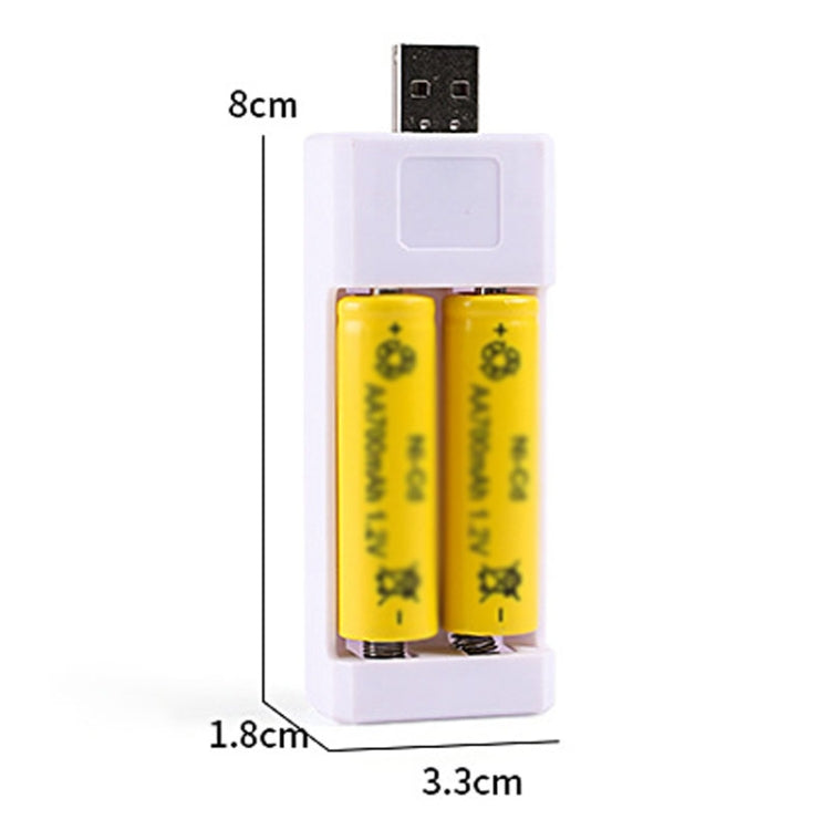 Caricabatterie ricaricabile USB AA / AAA a 2 slot inserito direttamente, USB 2 Slots