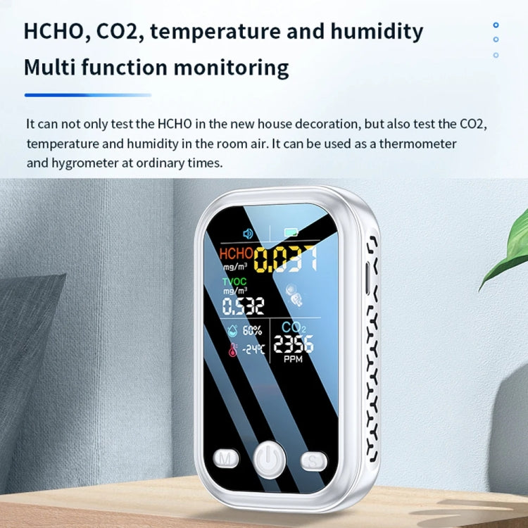 Tester di umidità della temperatura del rilevatore di CO2 TVOC HCHO del monitor della qualità dell'aria 5 in 1, D7