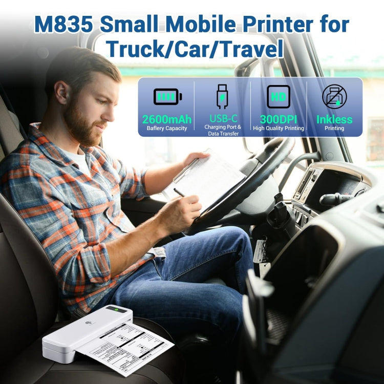 La stampante termica wireless Bluetooth Phomemo M835 supporta carta termica multiformato, M835
