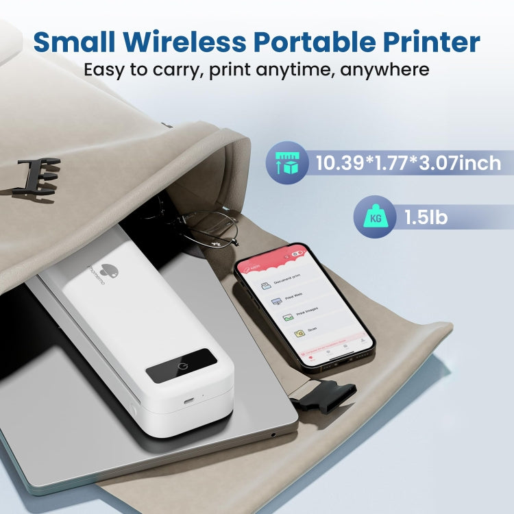 La stampante termica wireless Bluetooth Phomemo M835 supporta carta termica multiformato, M835