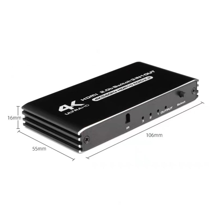 HDMI2.0 4K con commutatore di telecomando Convertitore video HDCP2.2 versione 3 in 1 uscita, 60Hz, 120Hz
