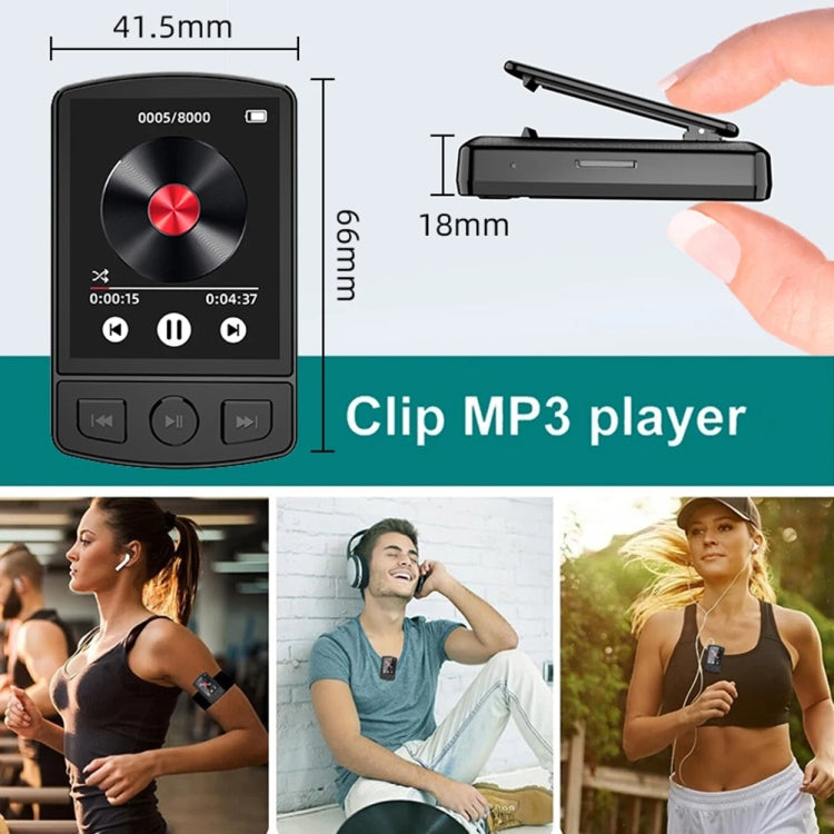 Schermo a colori da 1,8 pollici Registrazione MP3/MP4 Walkman sportivo Bluetooth con clip posteriore, No Memory Card, 8GB, 16GB, 32GB, 64GB, 128GB