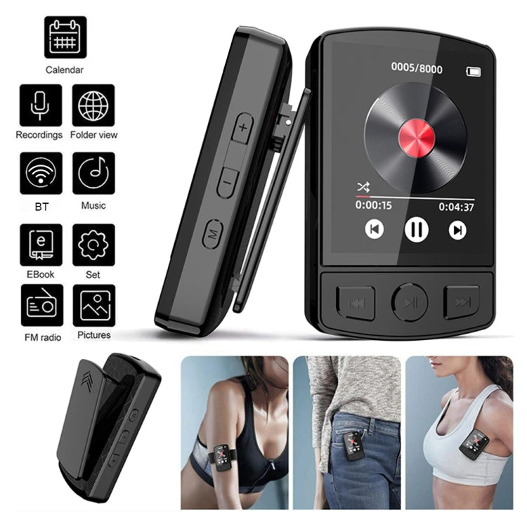 Schermo a colori da 1,8 pollici Registrazione MP3/MP4 Walkman sportivo Bluetooth con clip posteriore, No Memory Card, 8GB, 16GB, 32GB, 64GB, 128GB