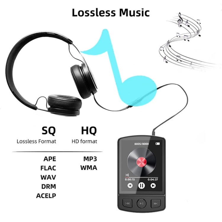 Schermo a colori da 1,8 pollici Registrazione MP3/MP4 Walkman sportivo Bluetooth con clip posteriore, No Memory Card, 8GB, 16GB, 32GB, 64GB, 128GB