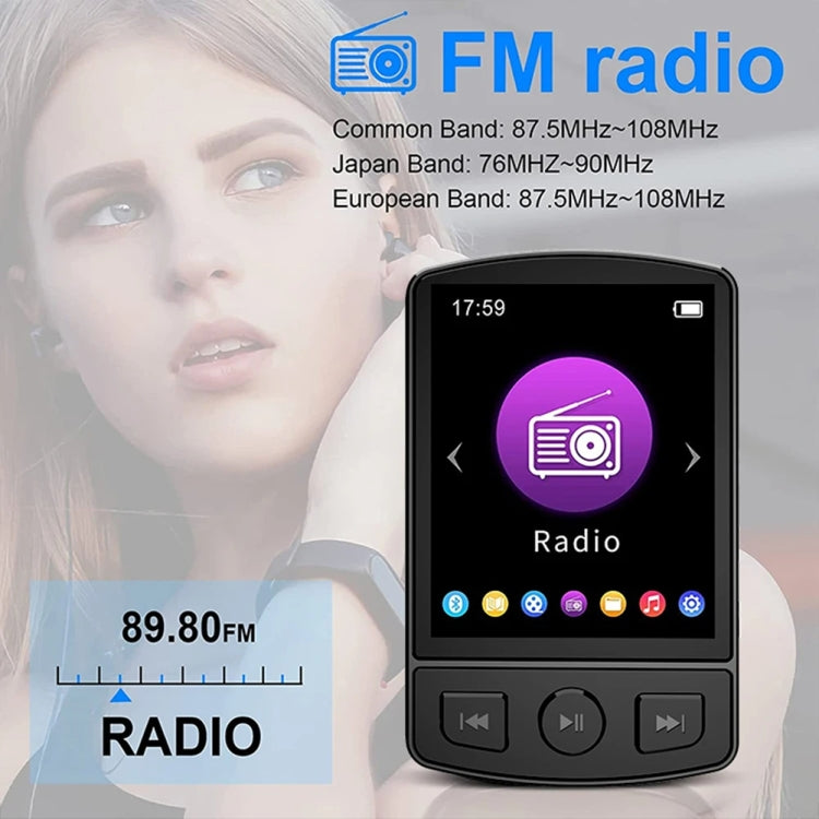 Schermo a colori da 1,8 pollici Registrazione MP3/MP4 Walkman sportivo Bluetooth con clip posteriore, No Memory Card, 8GB, 16GB, 32GB, 64GB, 128GB