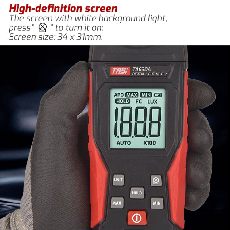 Misuratore di luce digitale Illuminamento Luxmetro Display LCD retroilluminato 0.1-200000LUX/0.01-20000FC Tester per sensore di luce, TA630A