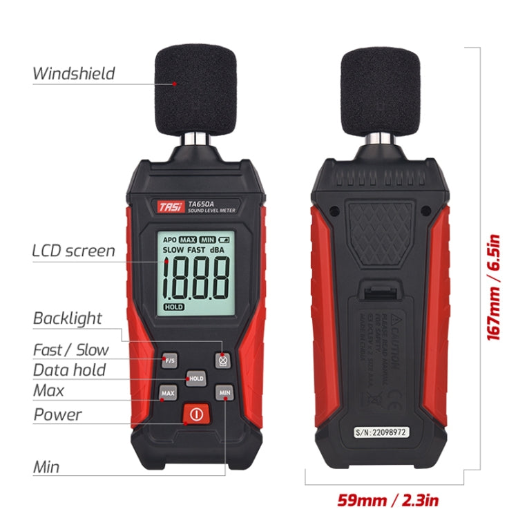 Misuratore di rumore del tester del volume della casa del rilevatore di decibel TASI TA650A, TA650A