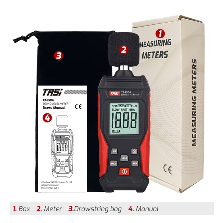 Misuratore di rumore del tester del volume della casa del rilevatore di decibel TASI TA650A, TA650A