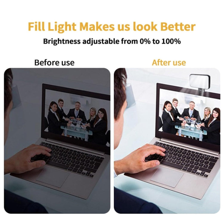 Clip per selfie con luce di riempimento ricaricabile a 3 temperature per telefono, laptop, tablet per riunioni, 24 LEDs