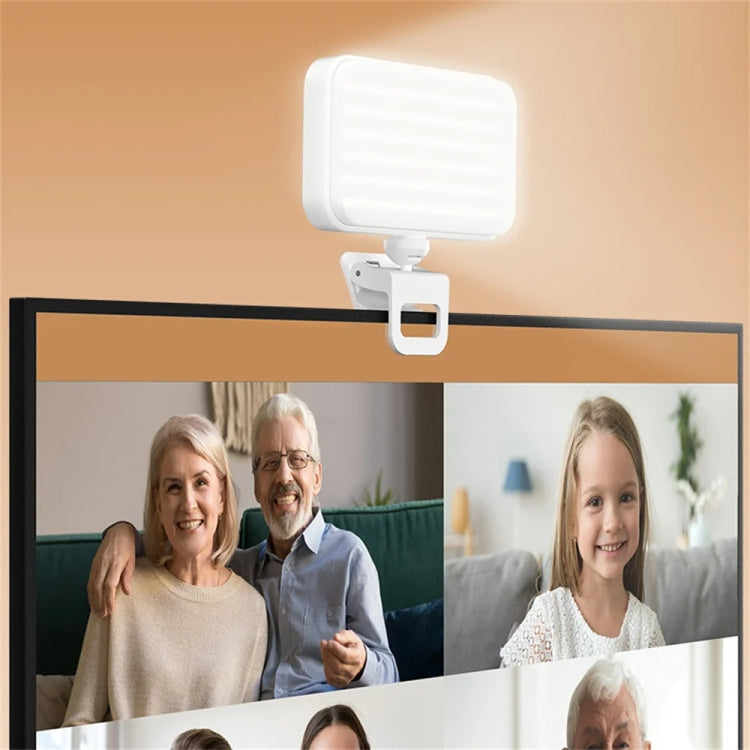 66 LED Selfie Fill Light Ricaricabile 3 modalità Luce tascabile con clip per telefono, laptop, tablet per riunioni, 66 LEDs White, 66 LEDs Black