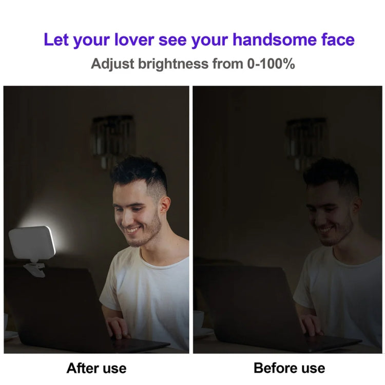 66 LED Selfie Fill Light Ricaricabile 3 modalità Luce tascabile con clip per telefono, laptop, tablet per riunioni, 66 LEDs White, 66 LEDs Black