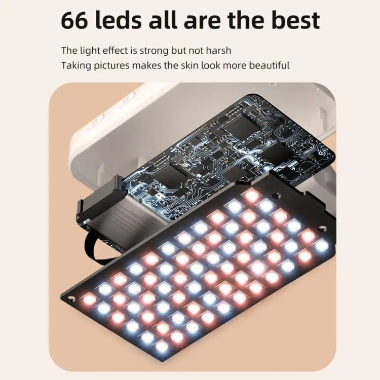 66 LED Selfie Fill Light Ricaricabile 3 modalità Luce tascabile con clip per telefono, laptop, tablet per riunioni, 66 LEDs White, 66 LEDs Black