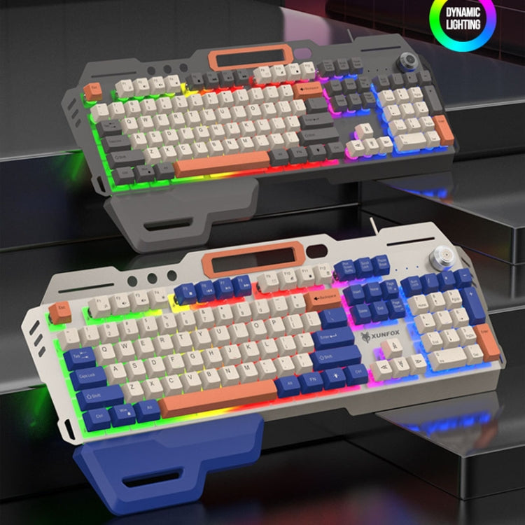 Tastiera cablata per computer da gioco XUNSVFOX K90 con sensazione meccanica in metallo