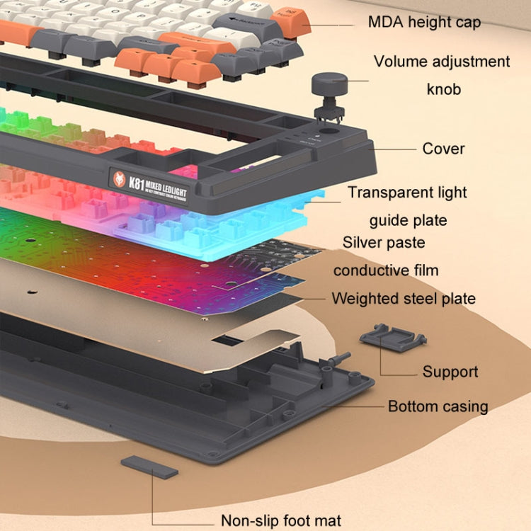 XUNSVFOX K81 Tastiera illuminata cablata per ufficio da gioco per laptop