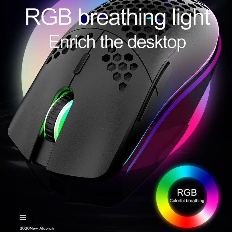 XUNSVFOX XYH80 Mouse da gioco wireless ricaricabile con foro cavo Mouse da ufficio per computer con luce RGB, XYH80