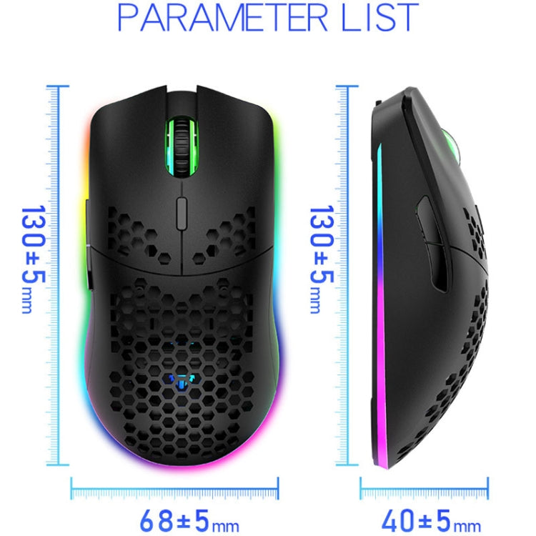 XUNSVFOX XYH80 Mouse da gioco wireless ricaricabile con foro cavo Mouse da ufficio per computer con luce RGB, XYH80