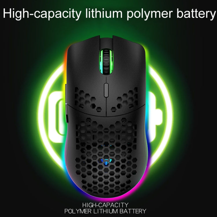XUNSVFOX XYH80 Mouse da gioco wireless ricaricabile con foro cavo Mouse da ufficio per computer con luce RGB, XYH80