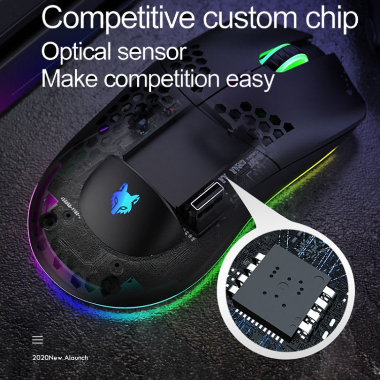 XUNSVFOX XYH80 Mouse da gioco wireless ricaricabile con foro cavo Mouse da ufficio per computer con luce RGB, XYH80