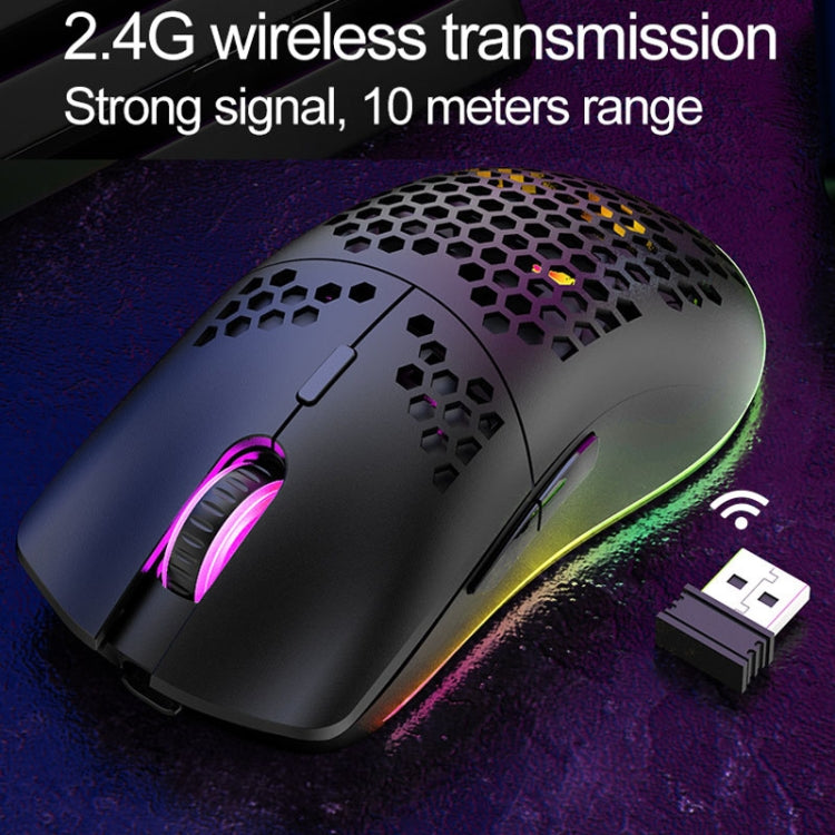XUNSVFOX XYH80 Mouse da gioco wireless ricaricabile con foro cavo Mouse da ufficio per computer con luce RGB, XYH80