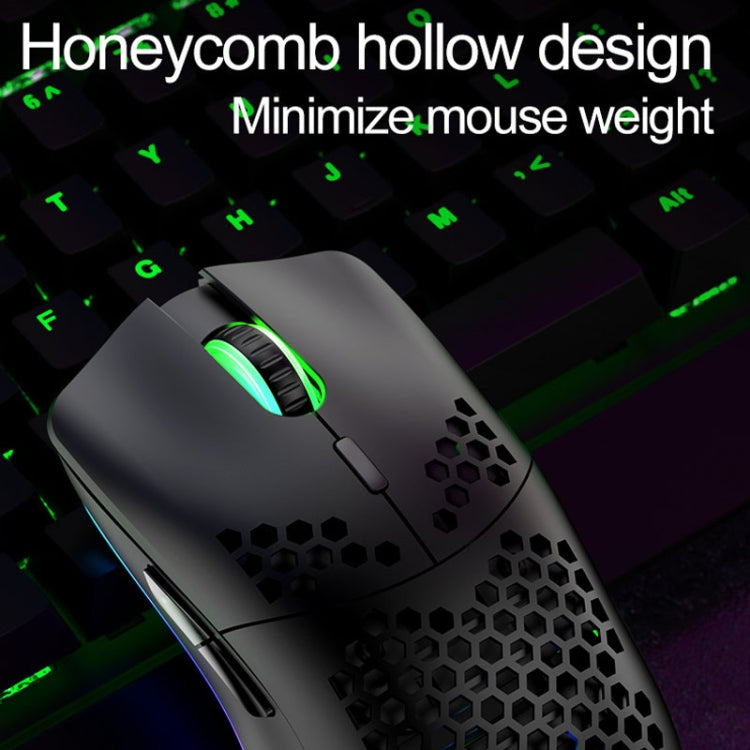 XUNSVFOX XYH80 Mouse da gioco wireless ricaricabile con foro cavo Mouse da ufficio per computer con luce RGB, XYH80