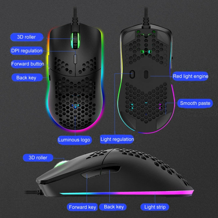 XUNSVFOX XYH90 Mouse con foro cavo cablato Mouse da gioco con programmazione macro illuminato RGB, XYH90