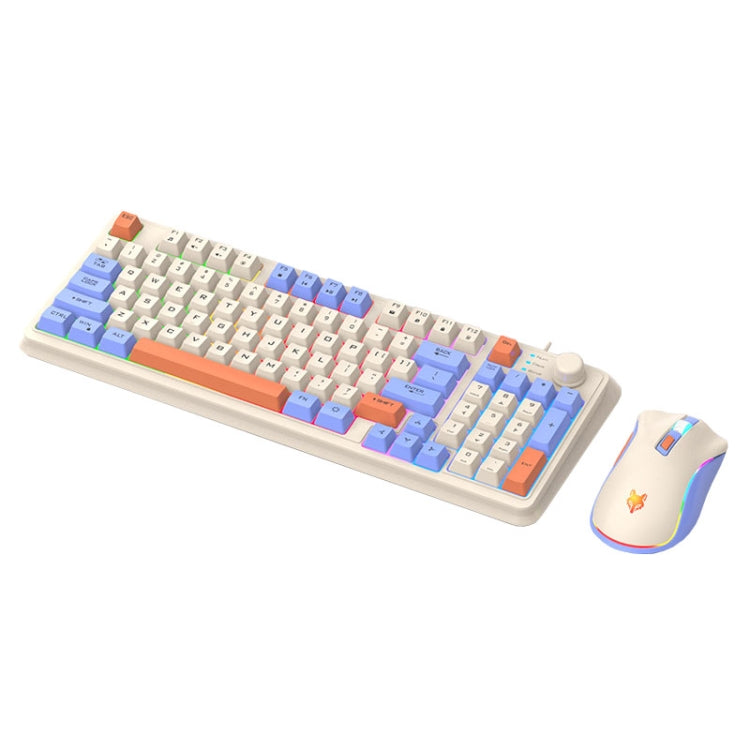 XUNSVFOX K820 Set tastiera e mouse da gioco cablato con sensazione meccanica a 94 tasti