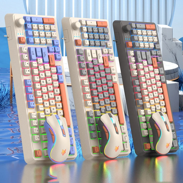 XUNSVFOX K820 Set tastiera e mouse da gioco cablato con sensazione meccanica a 94 tasti