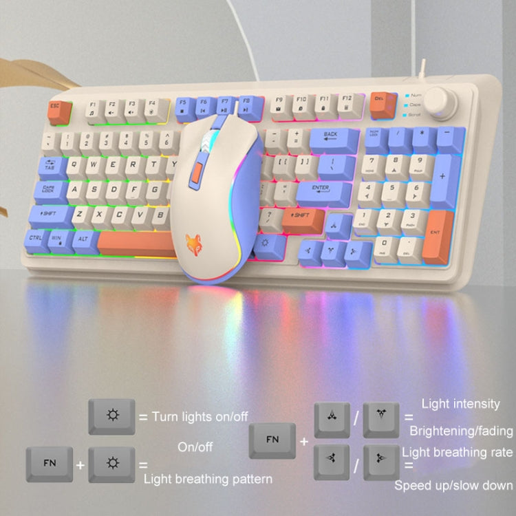 XUNSVFOX K820 Set tastiera e mouse da gioco cablato con sensazione meccanica a 94 tasti
